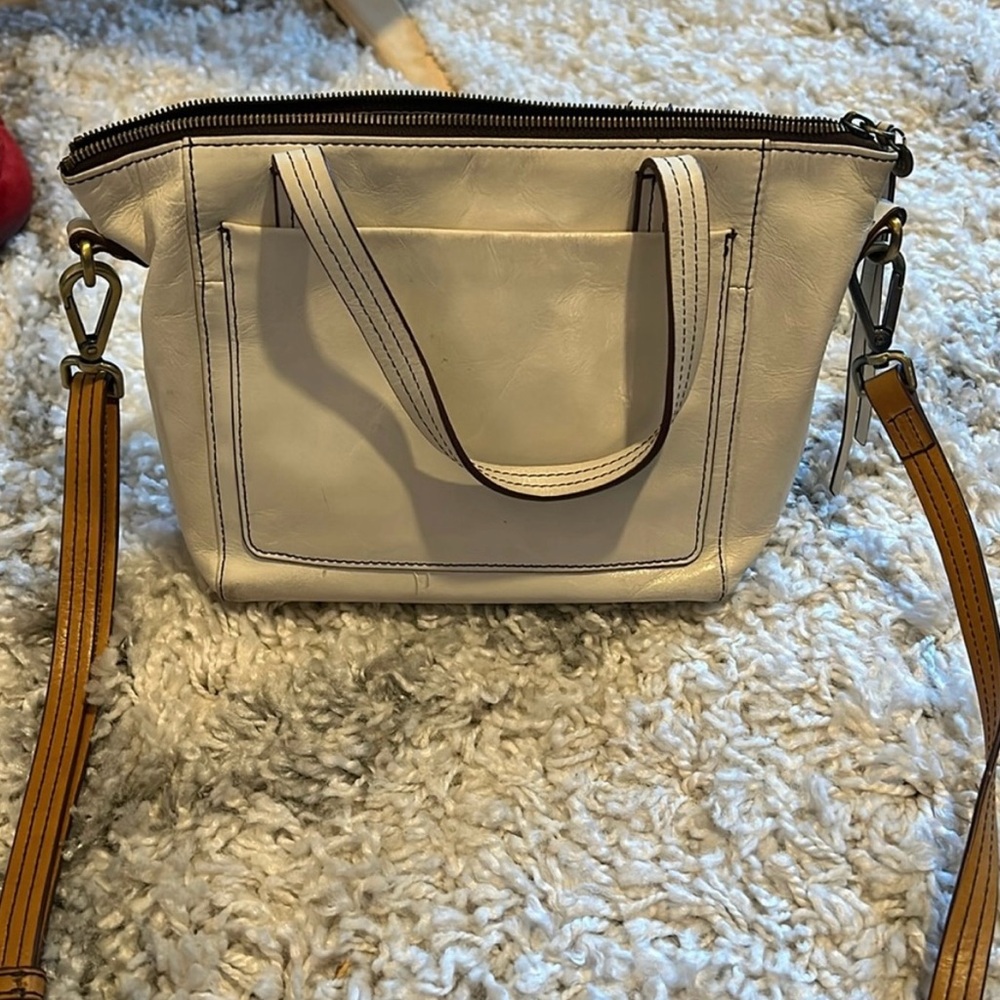 HOBO Cream and Tan Crossbody Bag
